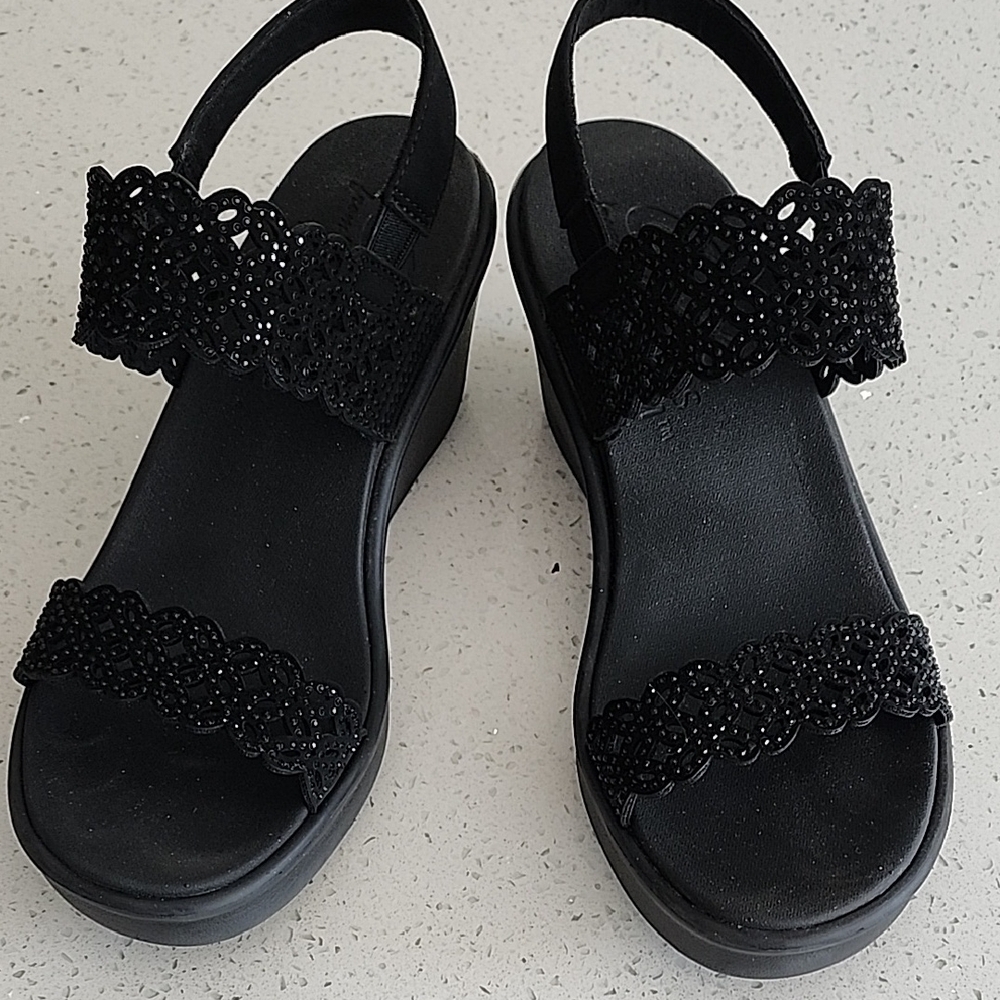 Skechers Black Sparkly Platform Sandals